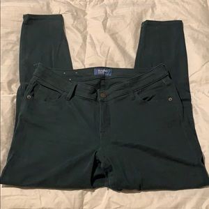 Teal brushed denim skinny jeans